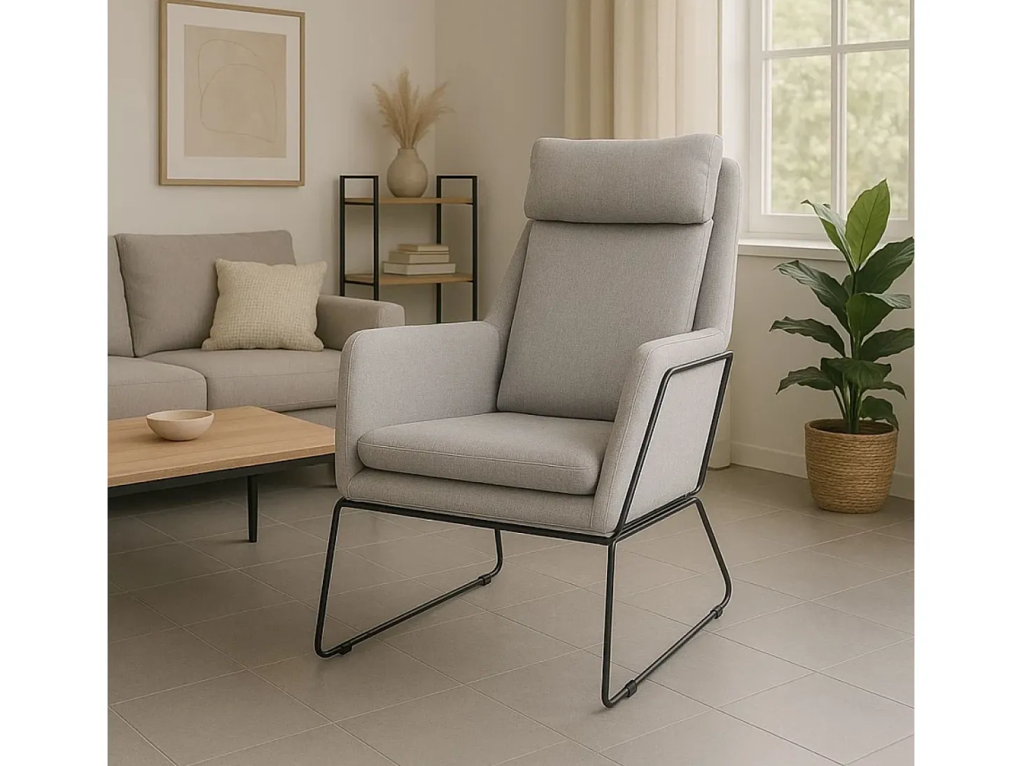 Butaca Sintra respaldo alto beige 107x72x90 cm Adec