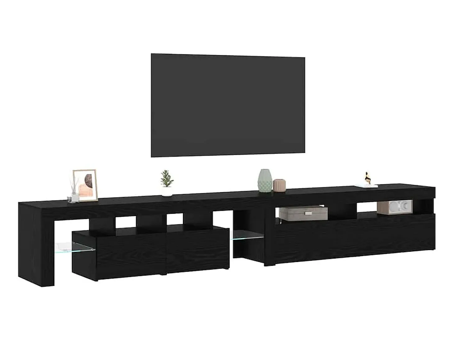 Cabinetes de Televisión 2 pcs Roble negro 260 x 36.5 x 40 cm