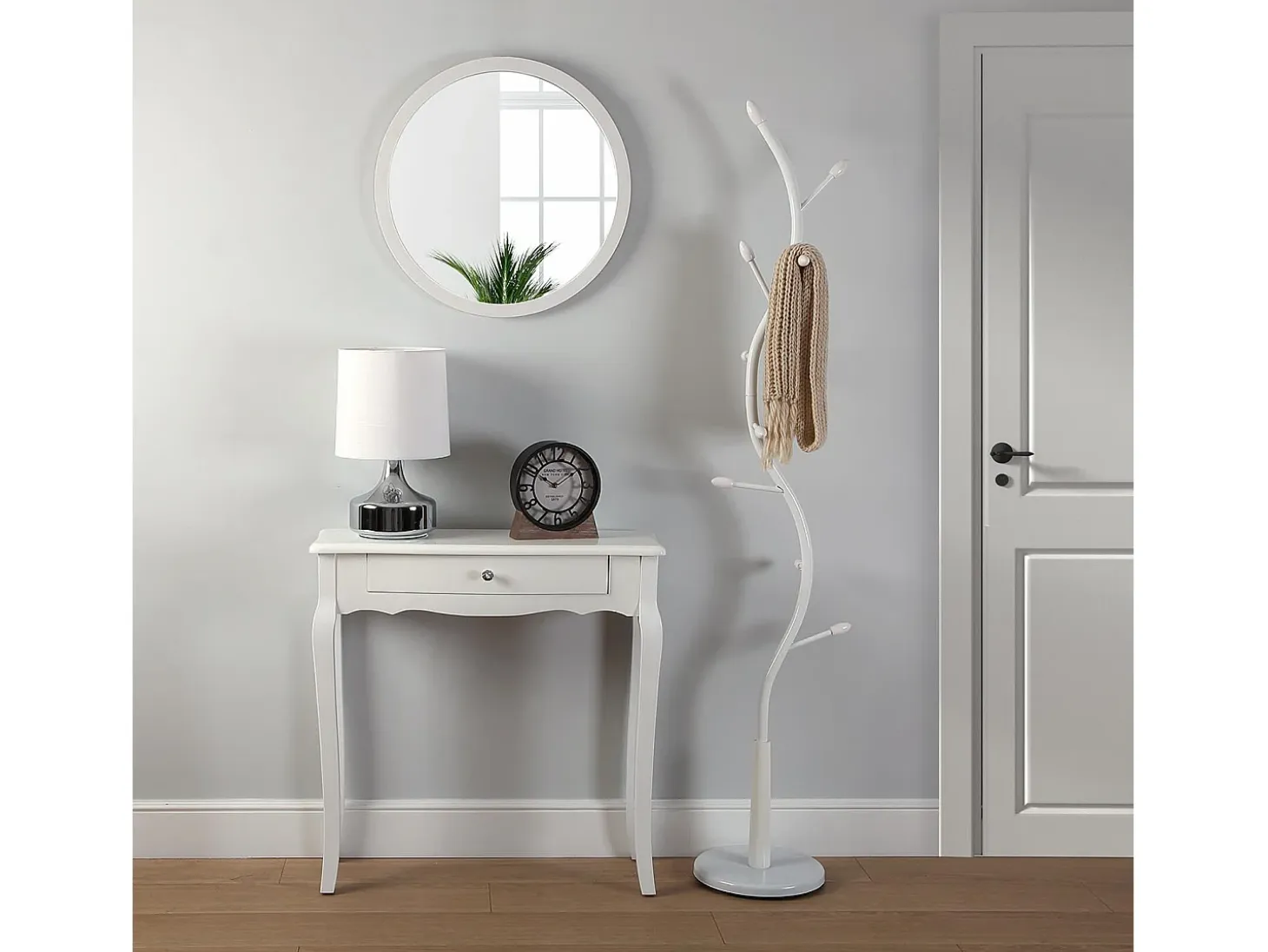 Cagliari Mueble Recibidor Estrecho para la Entrada o el Pasillo, Mesa Consola, Blanco, 80x30x80cm