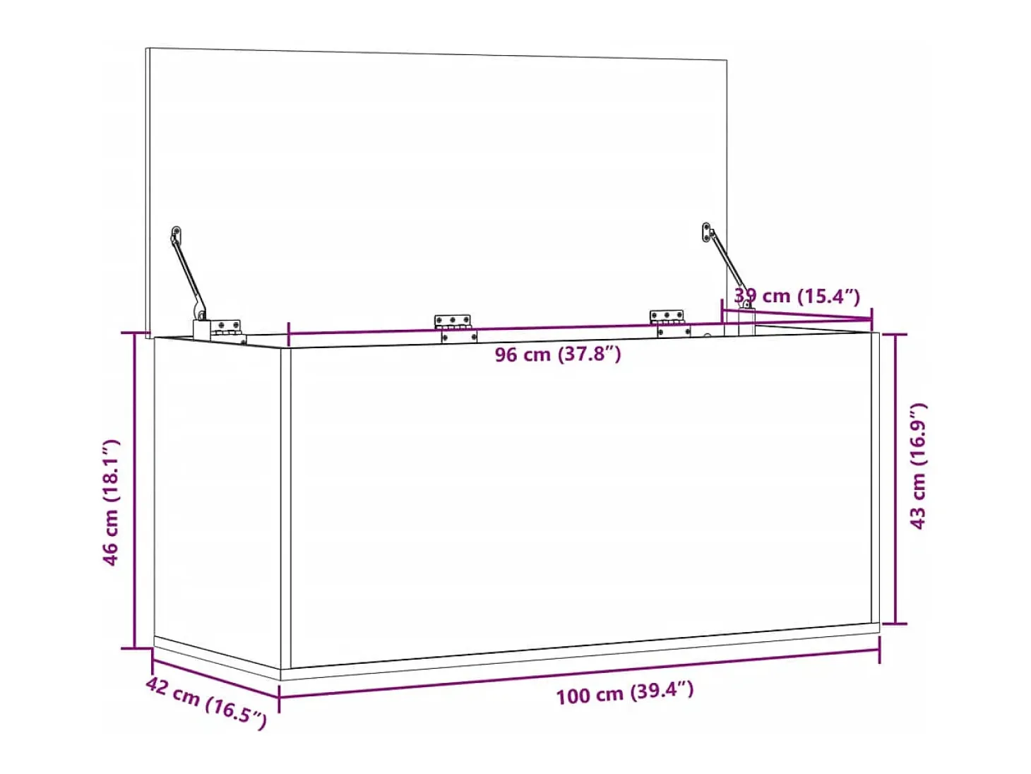 Caja de almacenaje madera de ingeniería blanca 100x42x46 cm