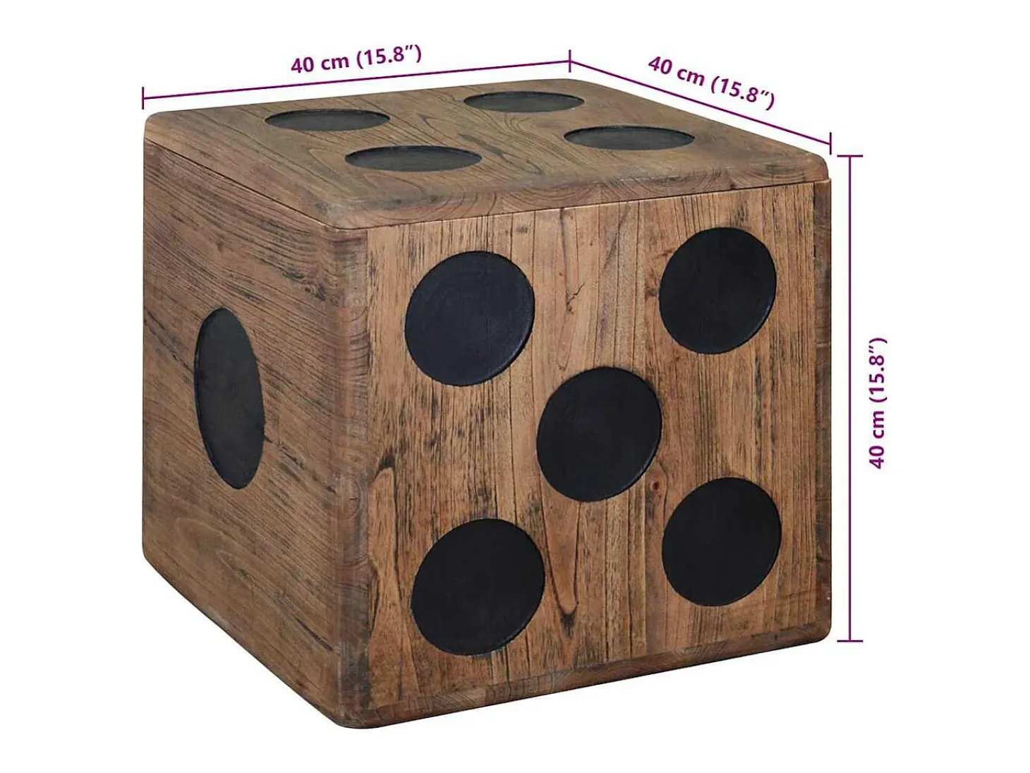 Caja de almacenamiento diseño de dado madera Mindi 40x40x40 cm