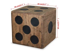Caja de almacenamiento diseño de dado madera Mindi 40x40x40 cm ES673794