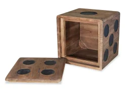 Caja de almacenamiento diseño de dado madera Mindi 40x40x40 cm ES673794