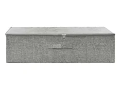 Caja de almacenamiento plegable de tela gris de 70x40x18 cm con asa