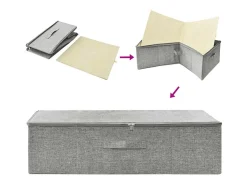 Caja de almacenamiento plegable de tela gris de 70x40x18 cm con asa