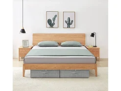 Caja de almacenamiento plegable de tela gris de 70x40x18 cm con asa