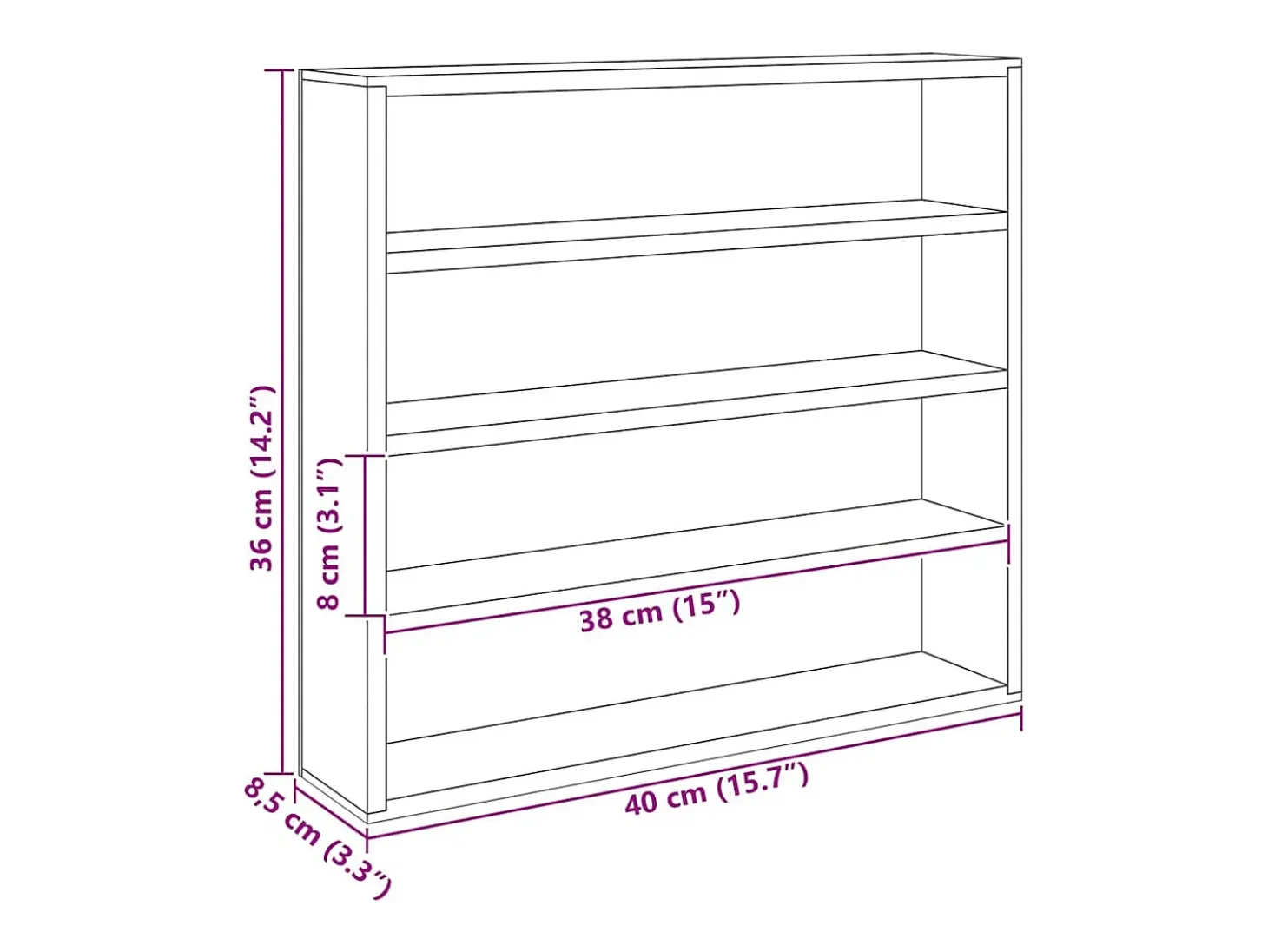 Caja de exhibición de madera marrón 40 x 8,5 x 37 cm Contrachapado