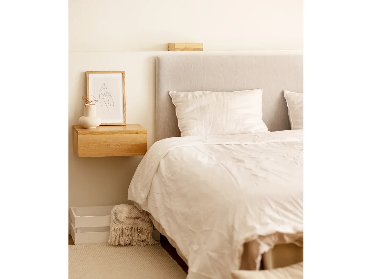 Caja de madera maciza en tono blanco de 49x30,5x17,5cm - BOX - DECOWOOD