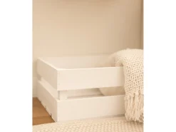Caja de madera maciza en tono blanco de 49x30,5x17,5cm - BOX - DECOWOOD