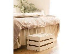 Caja de madera maciza en tono blanco de 49x30,5x25,5cm - BOX - DECOWOOD
