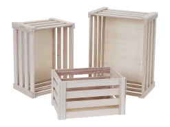 Caja de madera MCW-C56 (juego de 3), color natural