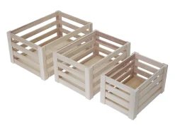 Caja de madera MCW-C56 (juego de 3), color natural