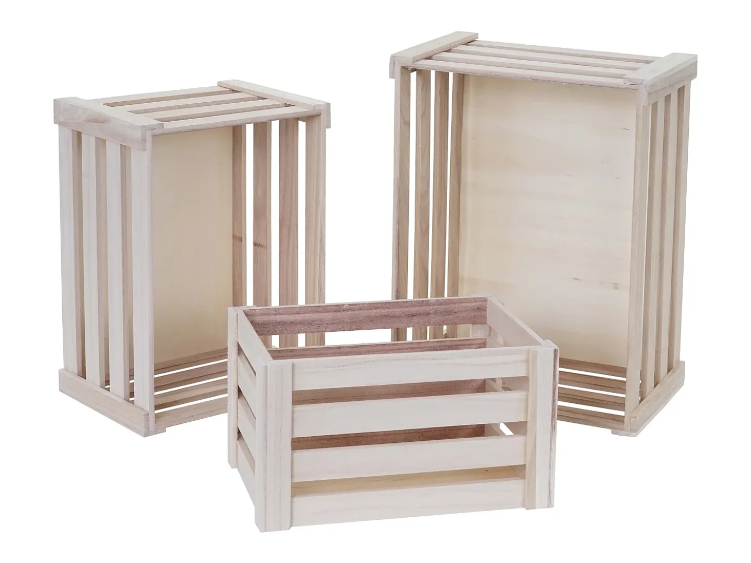 Caja de madera MCW-C56 (juego de 3), color natural