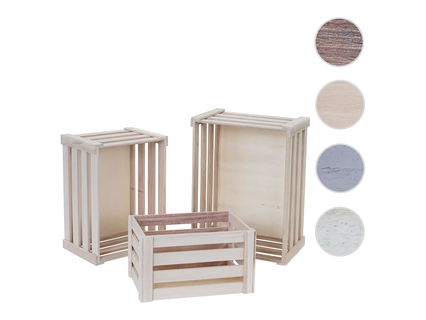 Caja de madera MCW-C56 (juego de 3), color natural