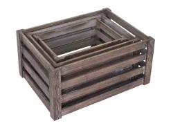Caja de madera MCW-C56 (juego de 3), marrón, desgastado