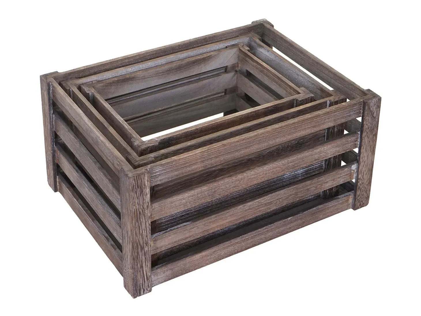 Caja de madera MCW-C56 (juego de 3), marrón, desgastado
