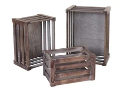 Caja de madera MCW-C56 (juego de 3), marrón, desgastado