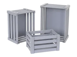 Caja de madera MCW-C56 (juego de 3), gris, desgastado