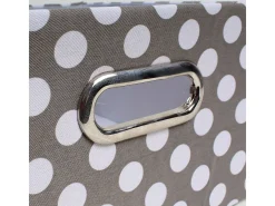 Caja de tela gris lunares blancos