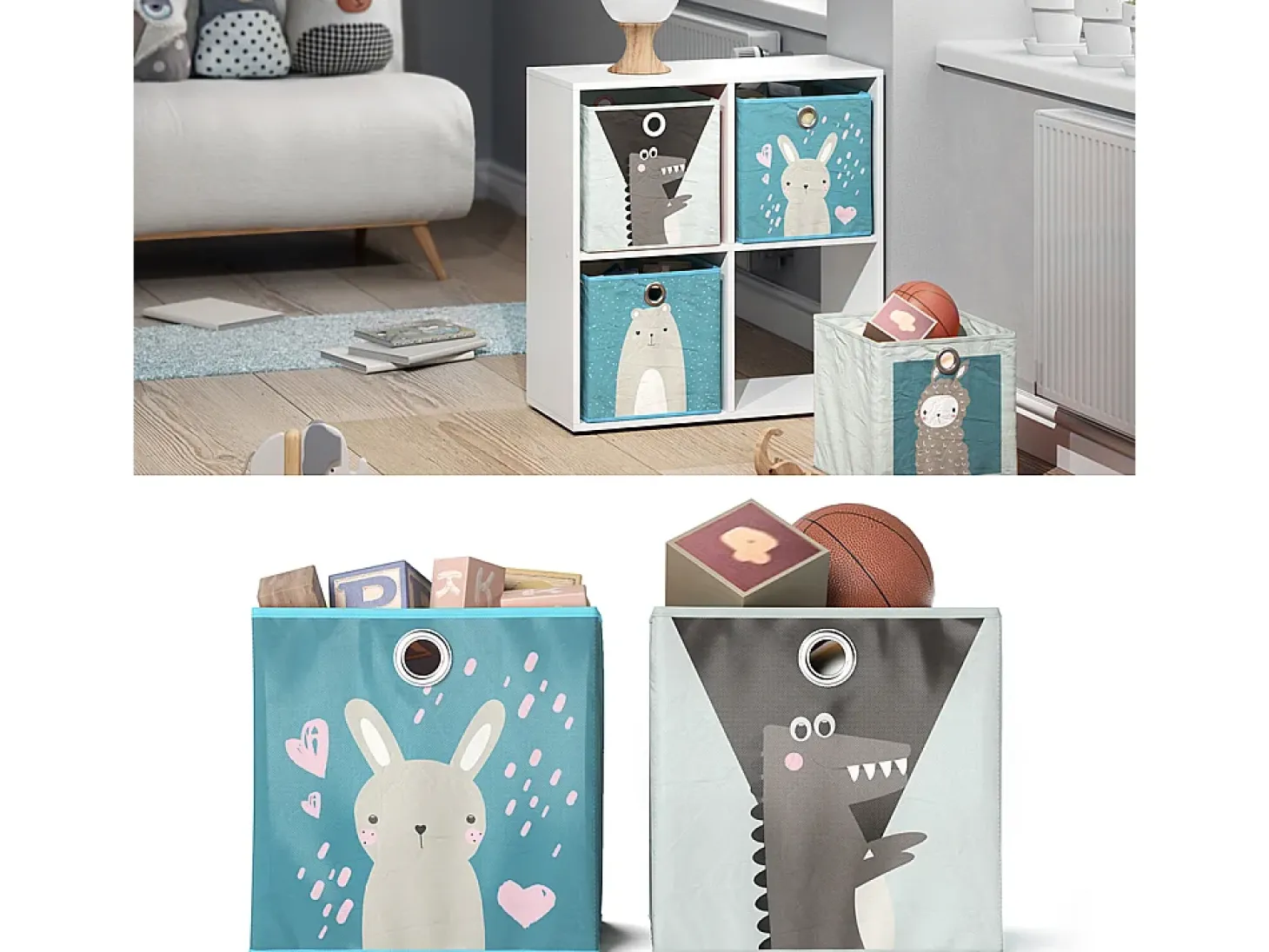 Caja plegable gris azulado 30x30x30