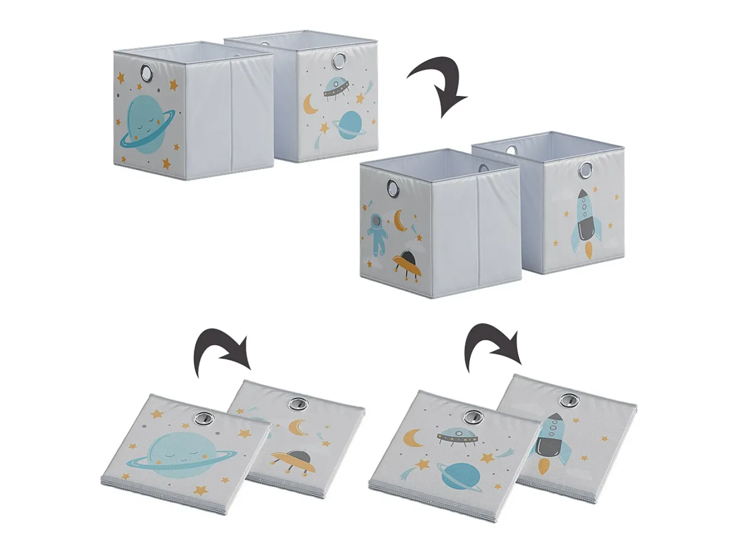 Caja plegable gris (espacio) 30x30x30