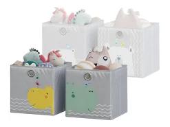 Caja plegable gris (oso e hipopótamo) 30x30x30