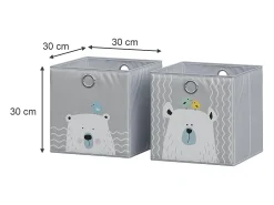 Caja plegable gris (oso e hipopótamo) 30x30x30