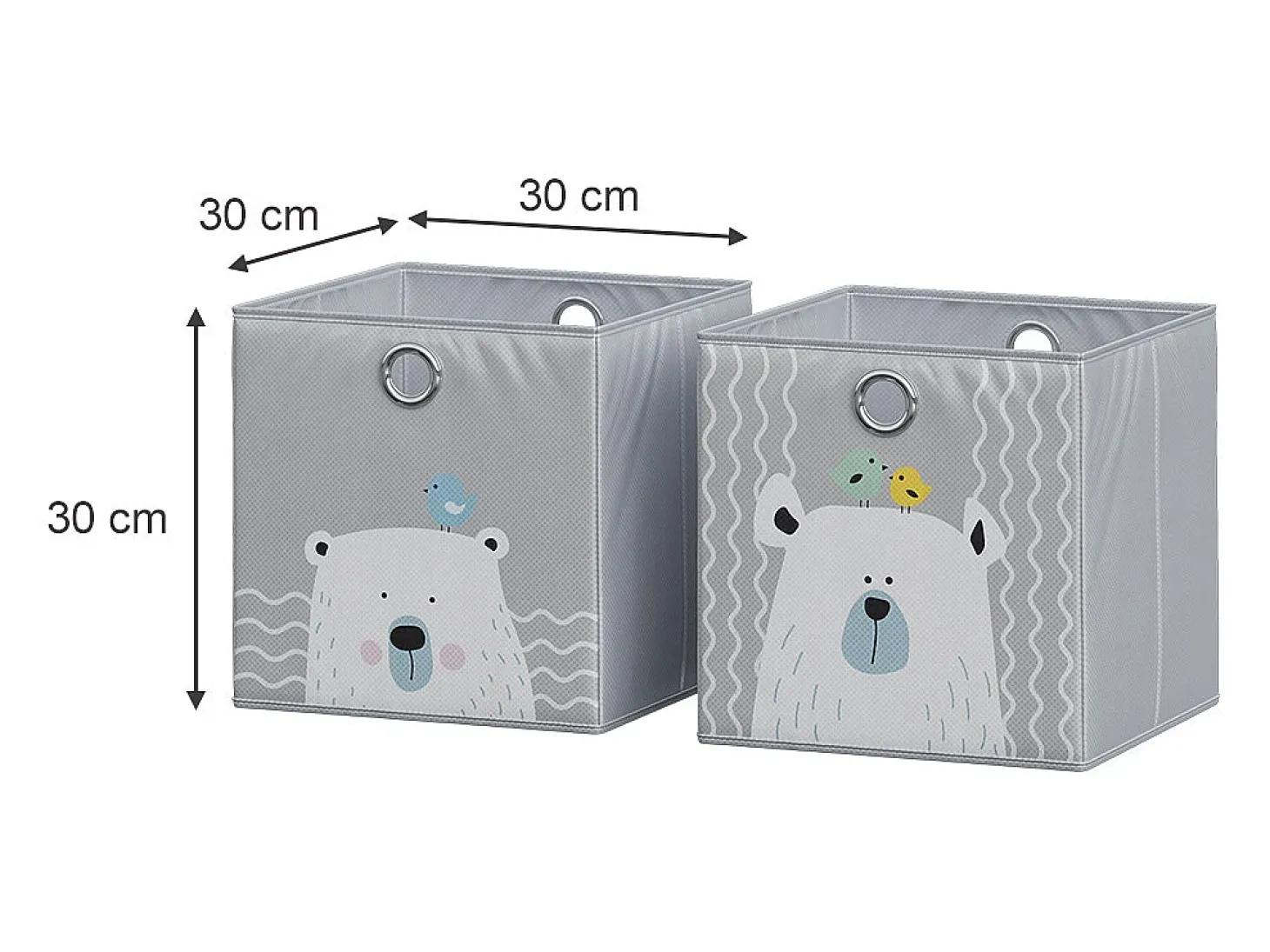 Caja plegable gris (oso e hipopótamo) 30x30x30