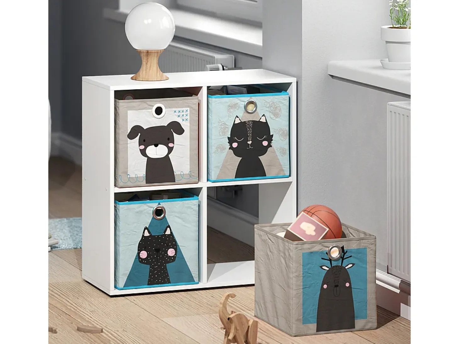 Caja plegable gris/azul 30x30x30