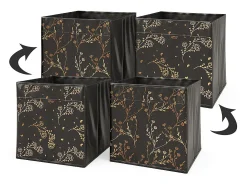 Caja plegable negro/oro (floral) 30x30x30