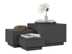 Cajas de almacenaje con tapa 3 pzas madera maciza pino gris