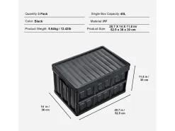 Cajas de Almacenamiento Plegables SucceBuy 45 L con Tapas, Lote de 3, Contenedores Apilables