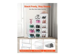 Cajas de Zapatos Apilables SucceBuy Lote de 12, Adecuadas para Tallas hasta US 13, de Plástico Duradero con Puerta Magnética, Ideales para Tacones