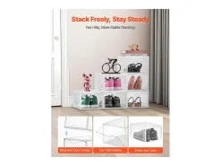 Cajas de Zapatos Apilables SucceBuy Lote de 6, Adecuadas para Tallas hasta US 13, de Plástico Duradero con Puerta Magnética, Ideales para Tacones