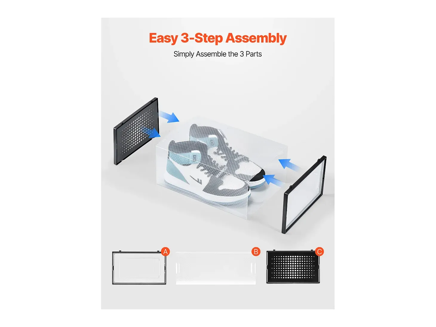 Cajas de Zapatos SucceBuy Apilables Lote de 12 Piezas, Almacenamiento para Zapatos hasta Talla US 11, Organizador Modular de Plástico
