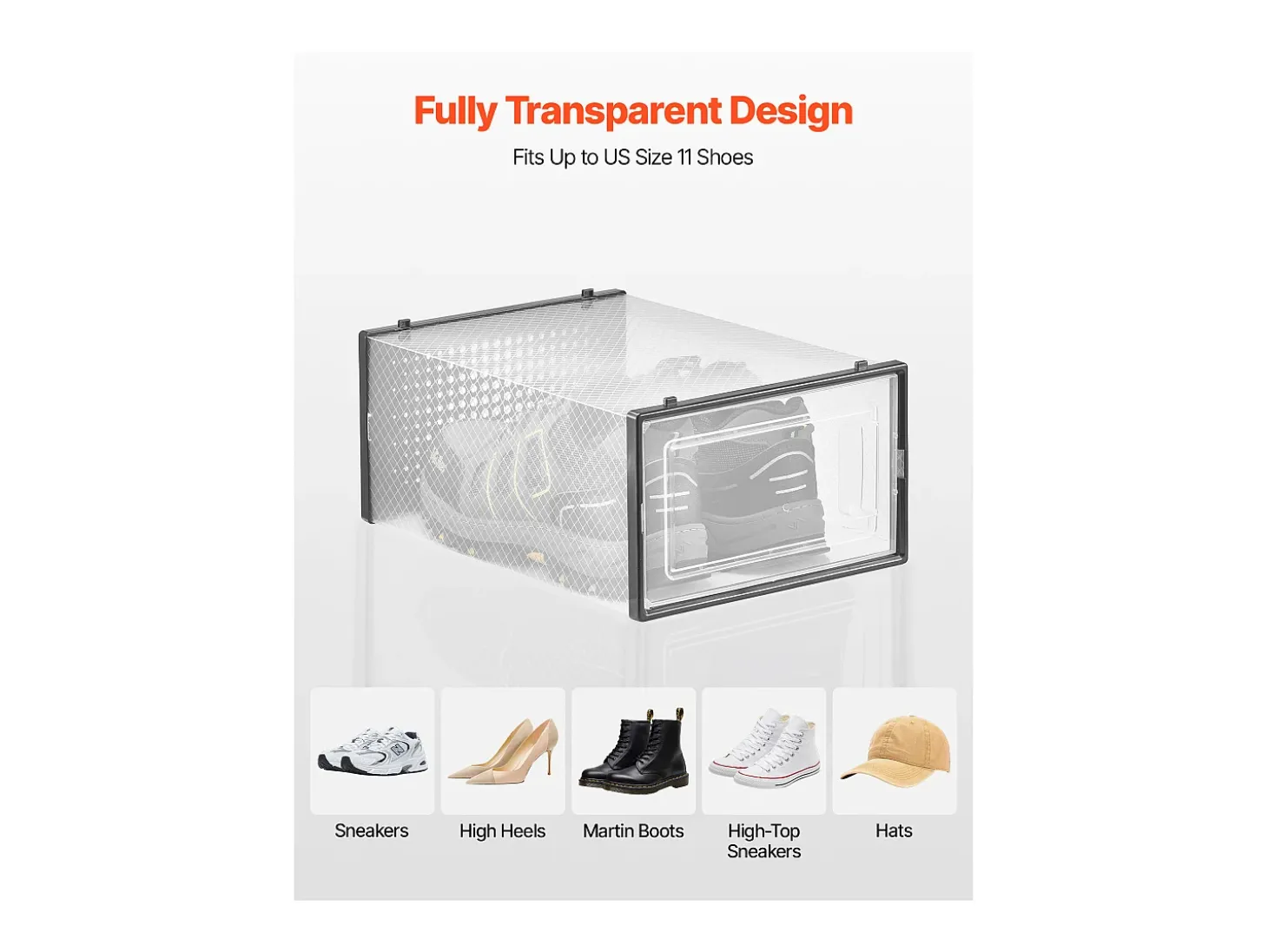 Cajas de Zapatos SucceBuy Apilables Lote de 12 Piezas, Almacenamiento para Zapatos hasta Talla US 11, Organizador Modular de Plástico