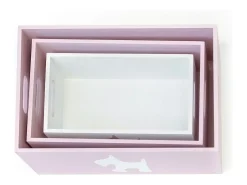 Cajas set de 3 MDF rosa 15x40x28/13x35x23/11x30x18cm