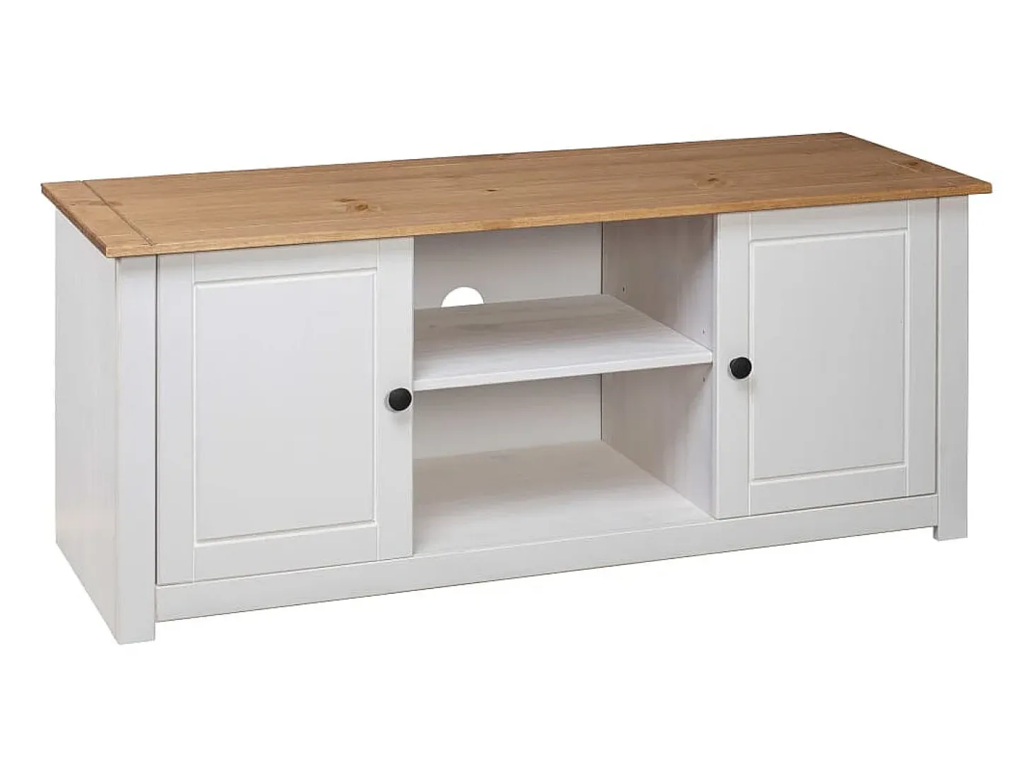 Caldir Mueble para TV madera de pino estilo Panamá blanco 120x40x50 cm
