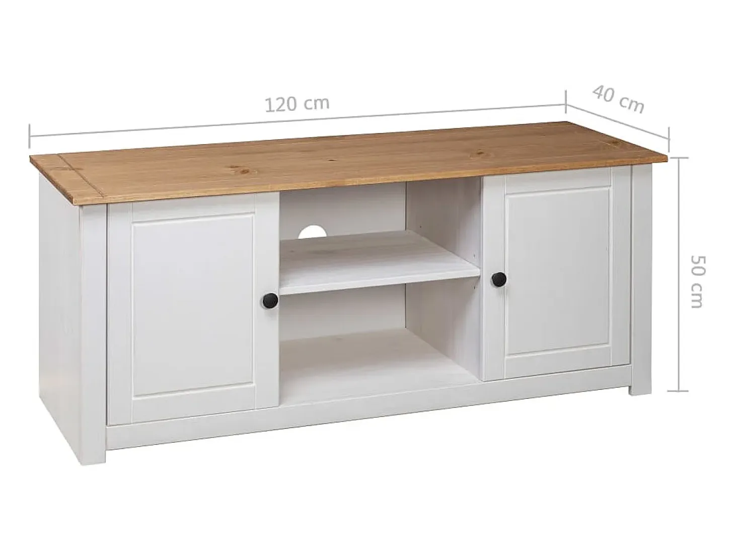 Caldir Mueble para TV madera de pino estilo Panamá blanco 120x40x50 cm