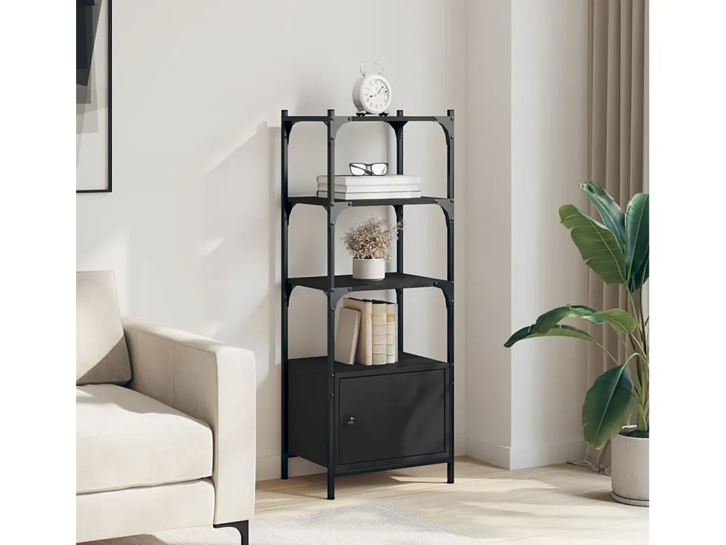 Callie Anne Librería de 3 estantes madera ingeniería negro 41x30x109,5 cm