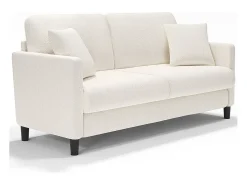 Canapé 2 plazas en Tejido de felpa teddy con 2 Almohadas - Beige - 148 x 89 x 79cm
