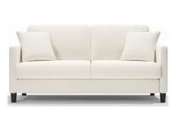 Canapé 2 plazas en Tejido de felpa teddy con 2 Almohadas - Beige - 148 x 89 x 79cm