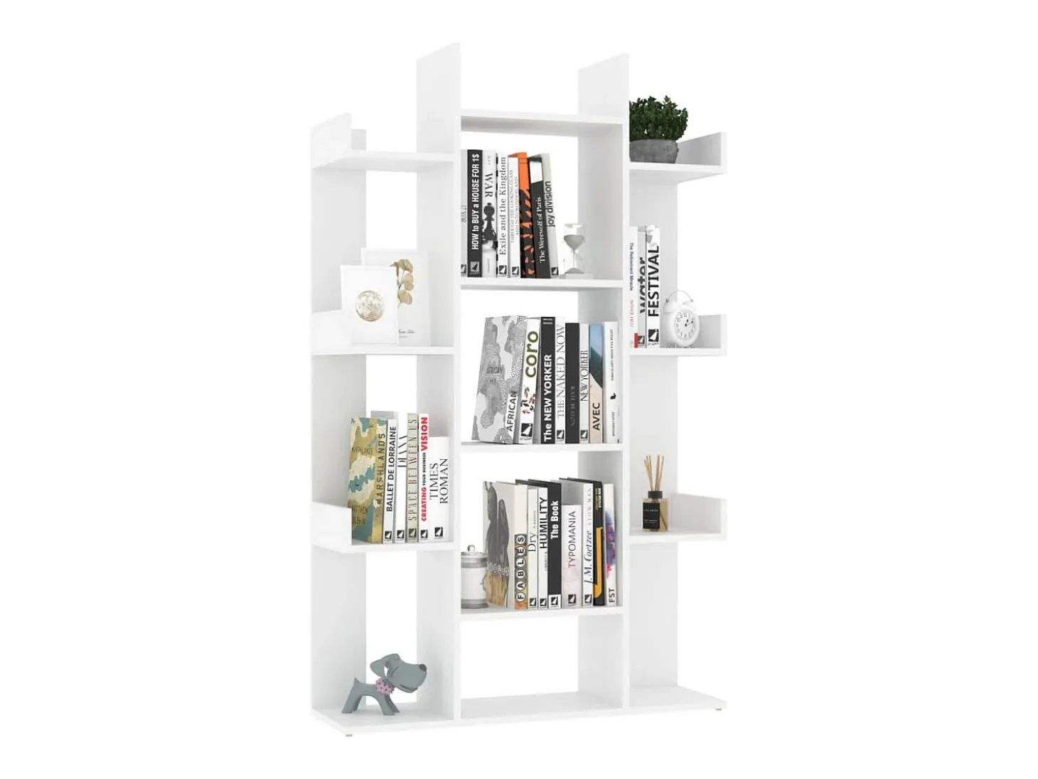 Candler Estantería librería madera contrachapada blanco 86x25,5x140 cm