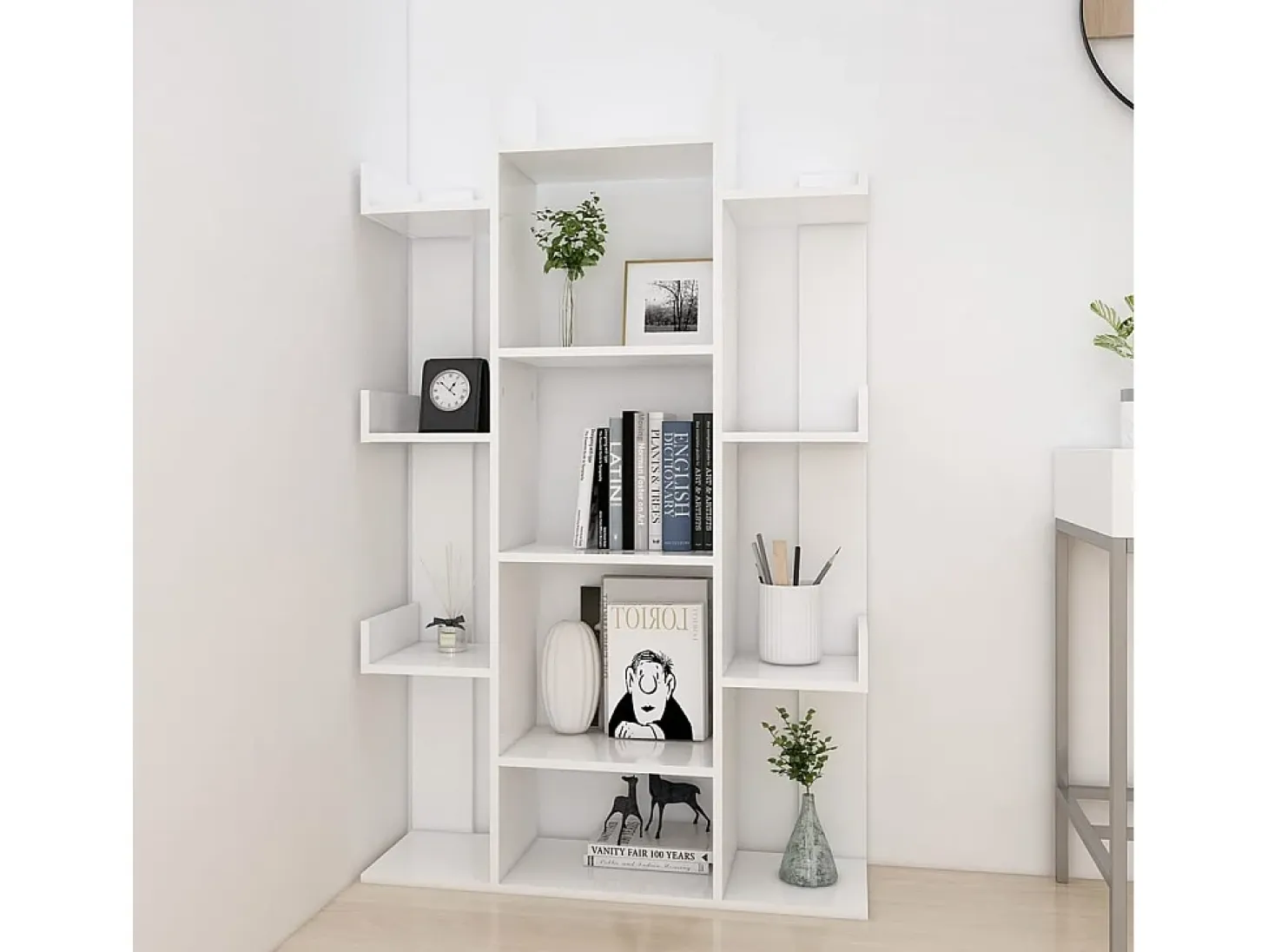 Candler Estantería librería madera contrachapada blanco 86x25,5x140 cm
