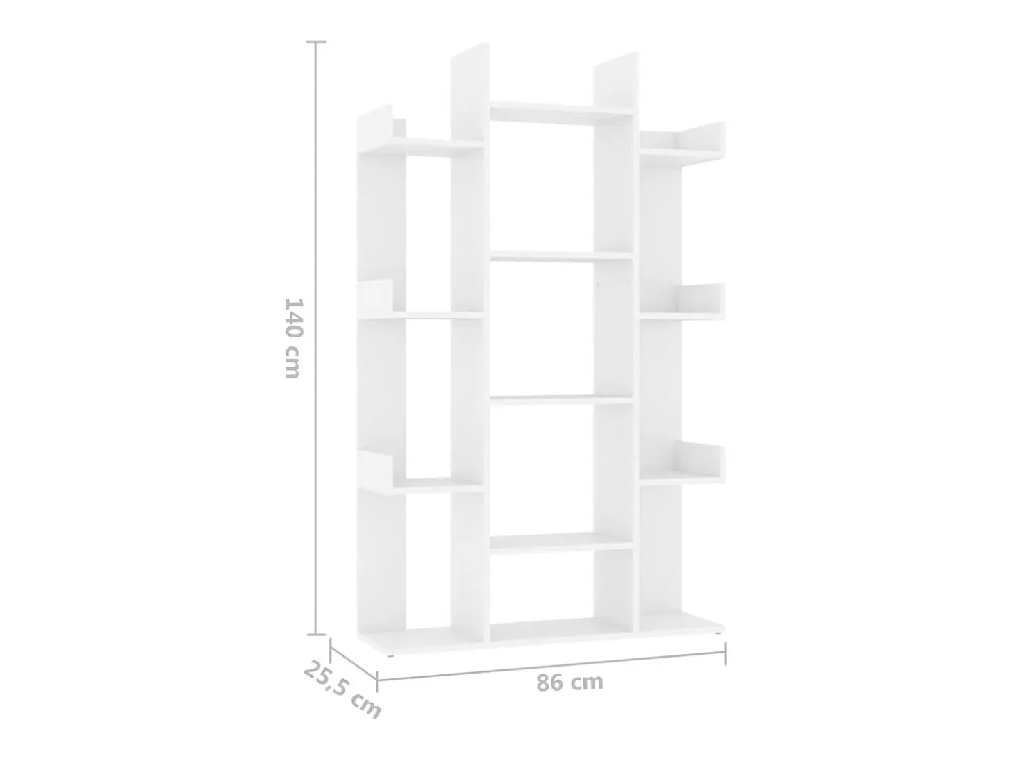 Candler Estantería librería madera contrachapada blanco 86x25,5x140 cm