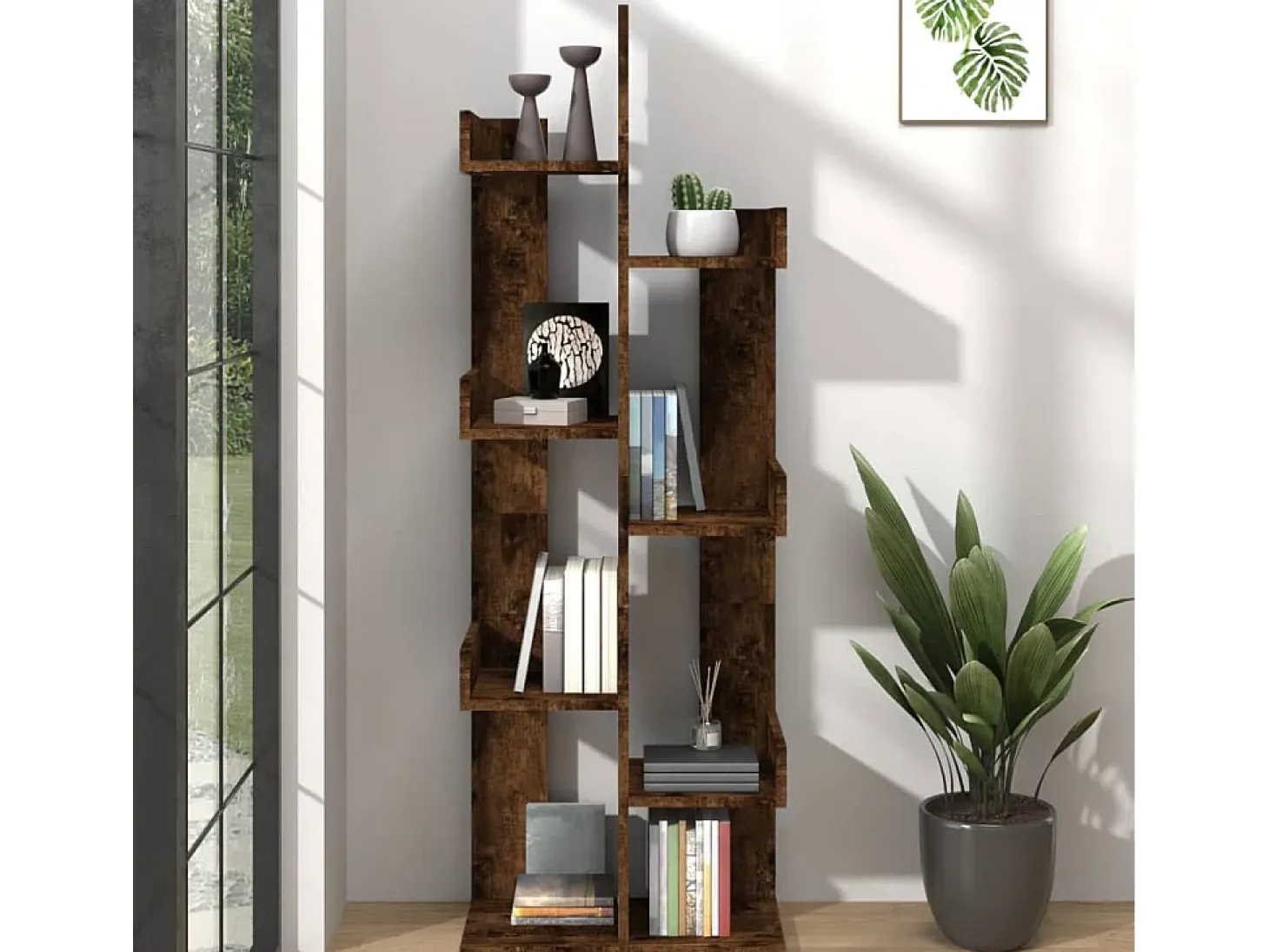 Candler Estantería madera contrachapada roble ahumado 48x25,5x140 cm