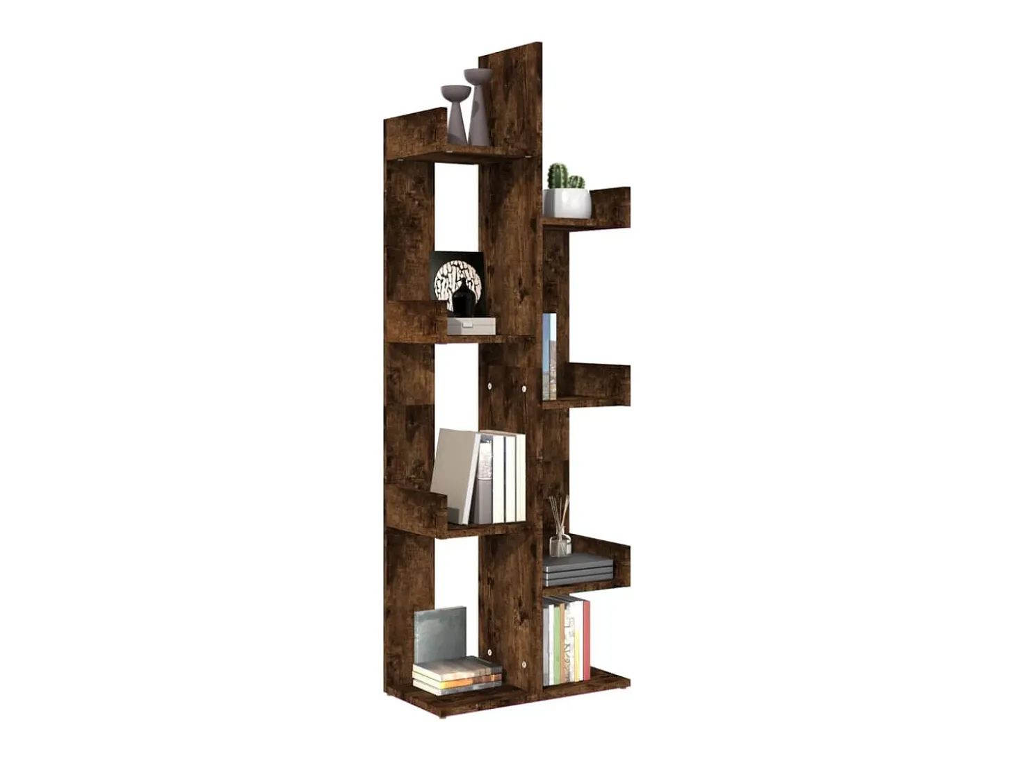 Candler Estantería madera contrachapada roble ahumado 48x25,5x140 cm