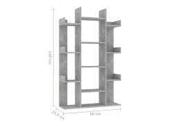 Candler Librería de madera contrachapada gris hormigón 86x25,5x140 cm