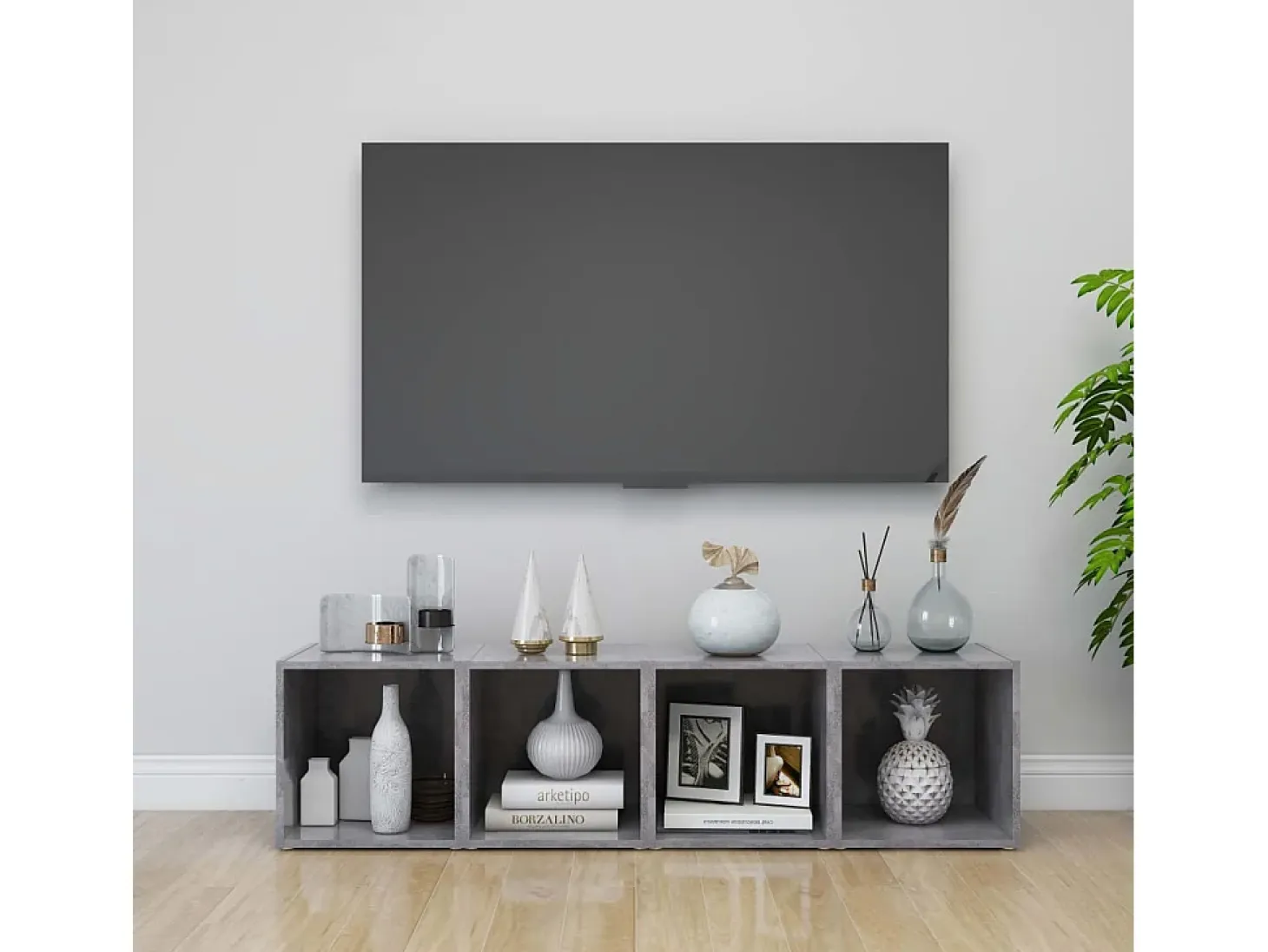 Cape Canaveral Mueble de TV 2uds madera contrachapada gris hormigón 37x35x37cm