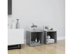Cape Canaveral Mueble de TV 2uds madera contrachapada gris hormigón 37x35x37cm